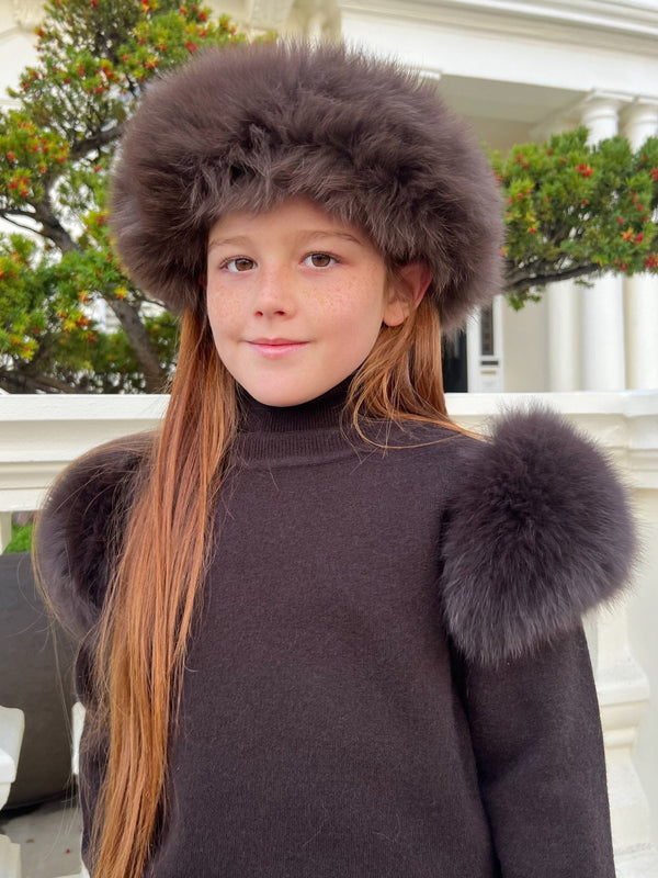 Babies Chocolate Luxury Fur Headband - H&L
