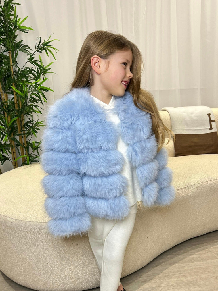 Baby Blue Kids Faux Fur Coat - H&L