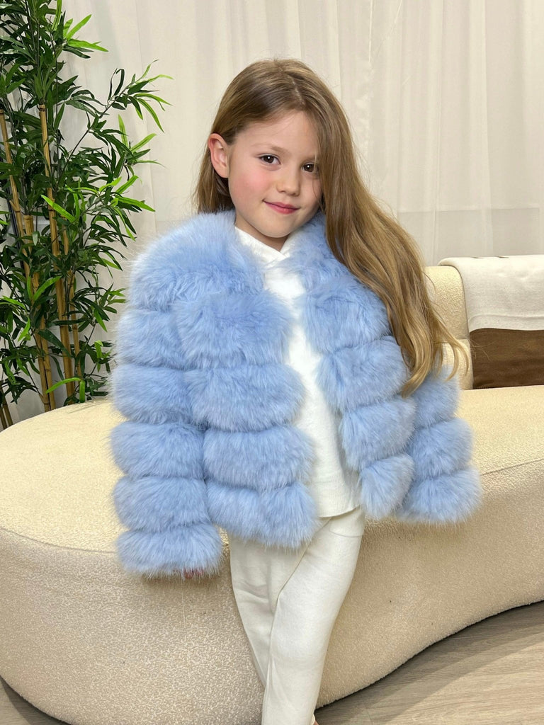 Baby Blue Kids Faux Fur Coat - H&L