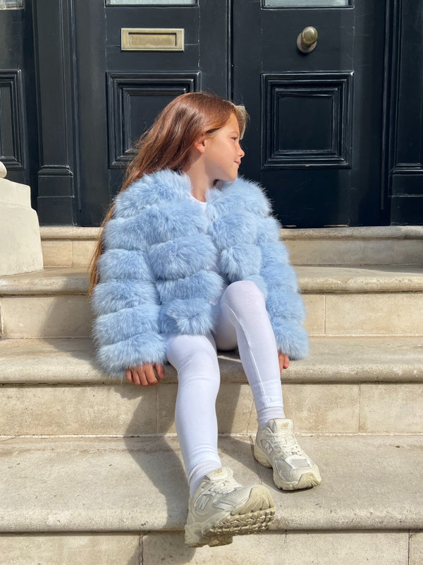 Baby Blue Kids Faux Fur Coat - H&L