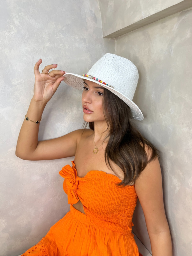 Bead & Shell Embellished Trilby Style Hat - H&L