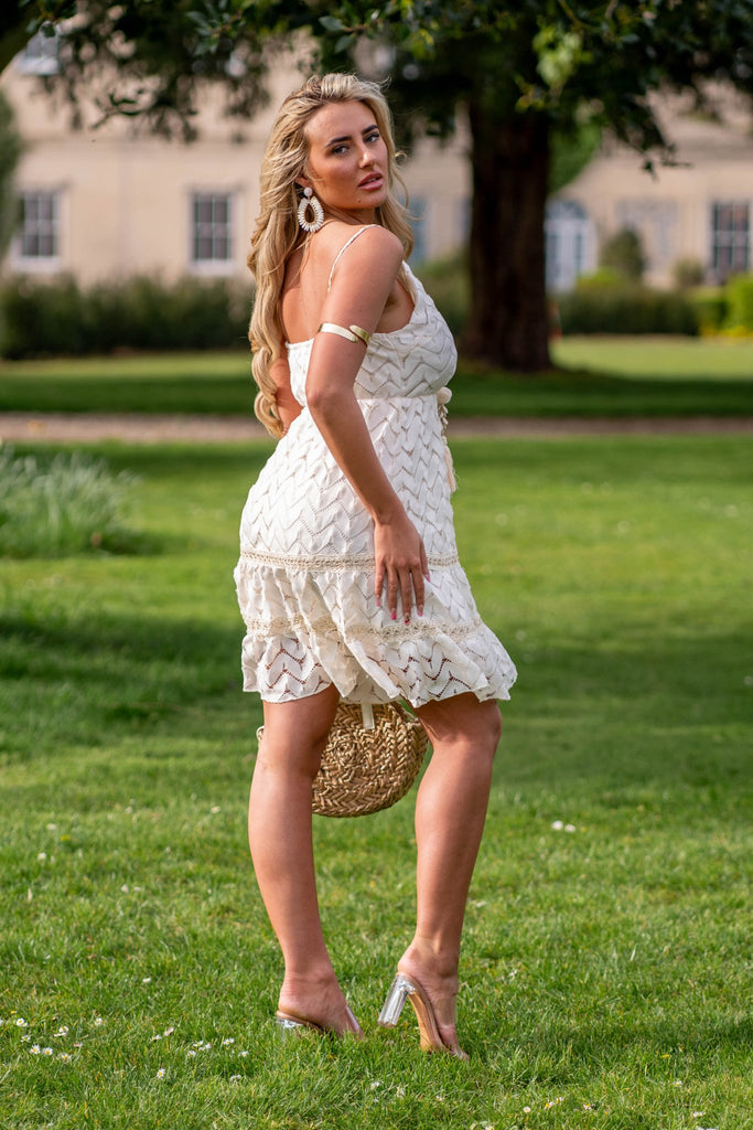Beige Boho Lace Effect Summer Dress - H&L