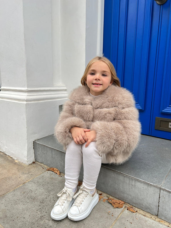 Beige Kids Faux Fur Coat - H&L