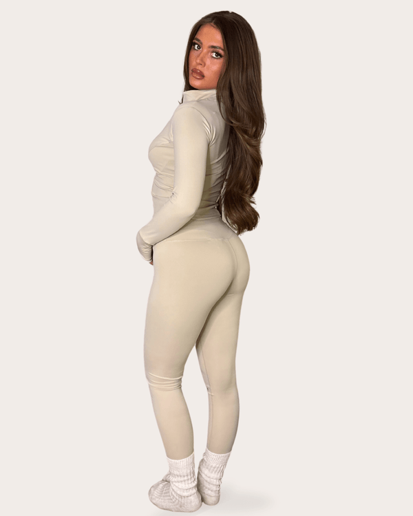 Beige Zip Jacket And Legging Set - H&L