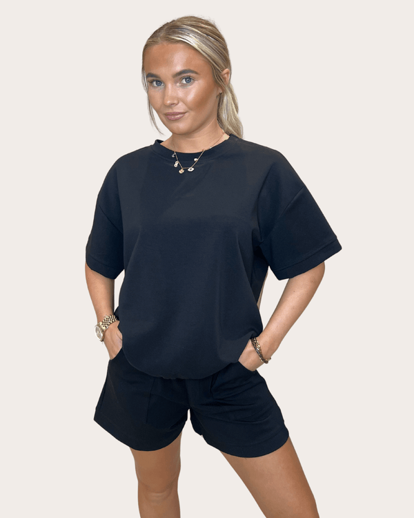 Black Banded T-Shirt And Short Co - Ord - H&L