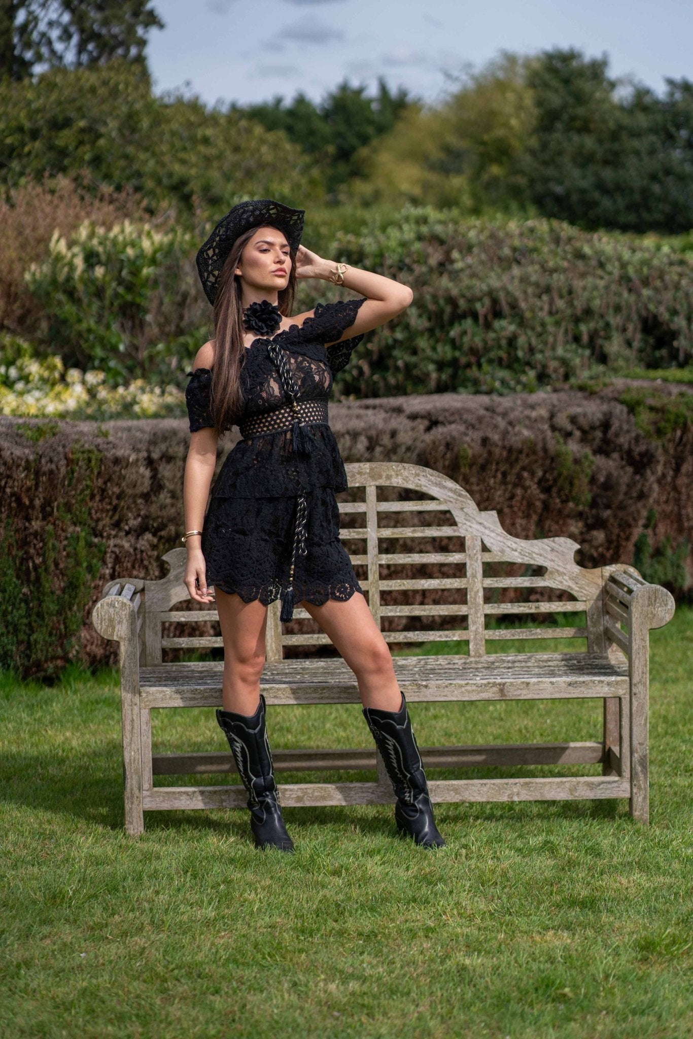 Black Boho Lace And Crochet Effect Skirt – H&L