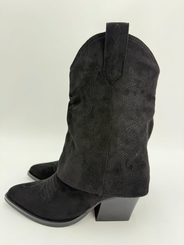 Black Fold Over Cowboy Boots - H&L