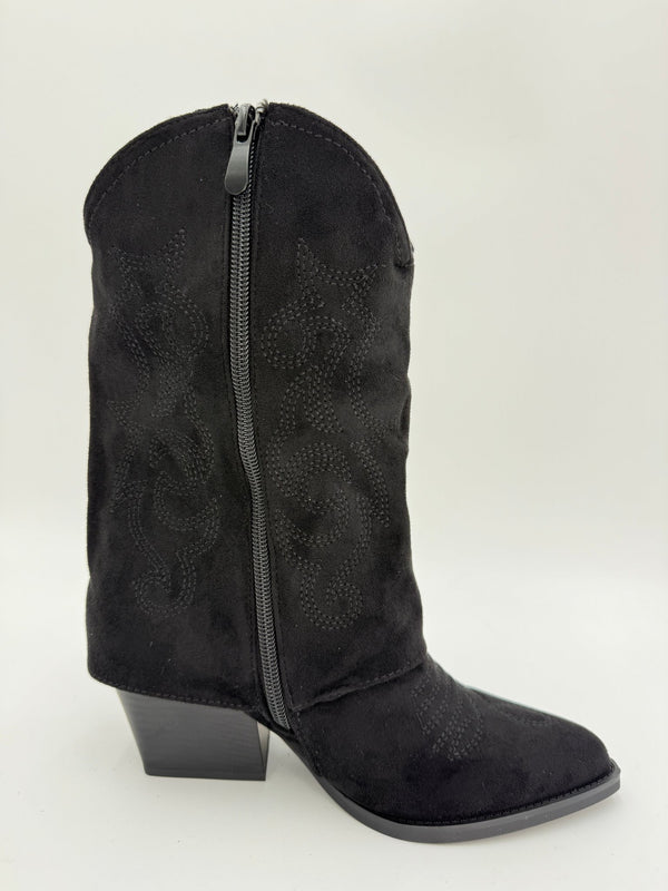 Black Fold Over Cowboy Boots - H&L
