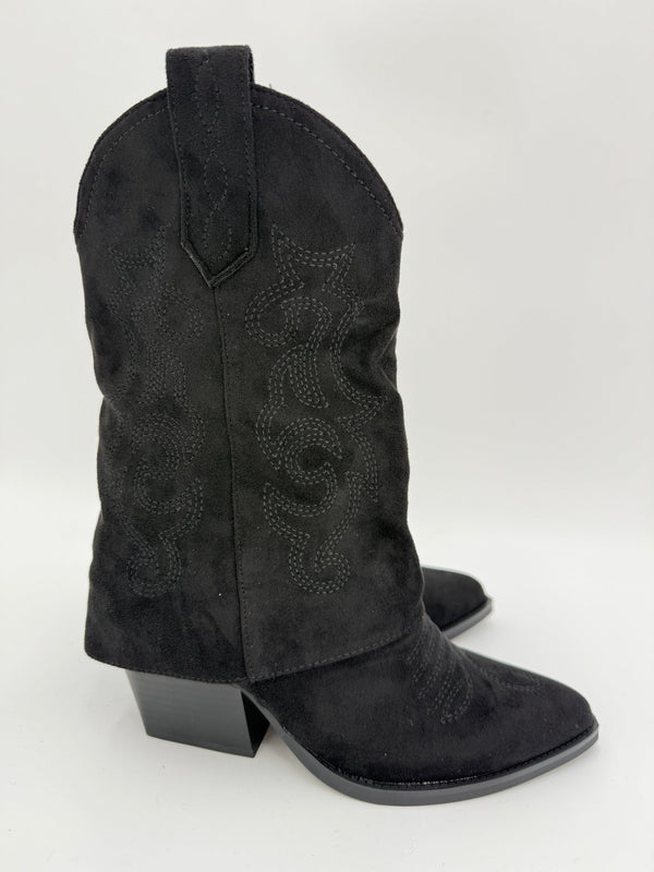 Black Fold Over Cowboy Boots - H&L
