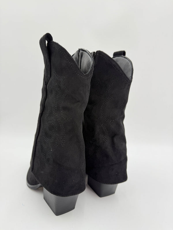 Black Fold Over Cowboy Boots - H&L