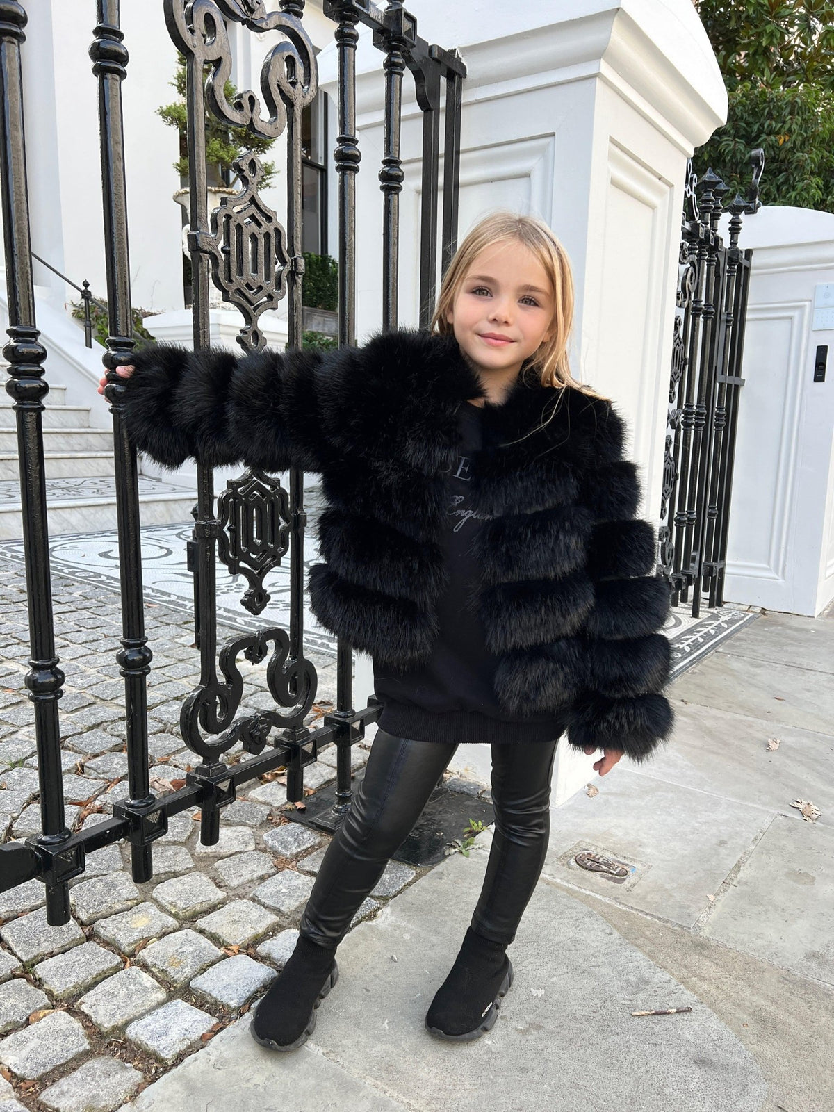 A2Z 4 Kids Giacca Con Cappuccio In Finta Pelliccia Per Ragazze – Parka Invernale Nero, Taglia 9-10 Anni - 3