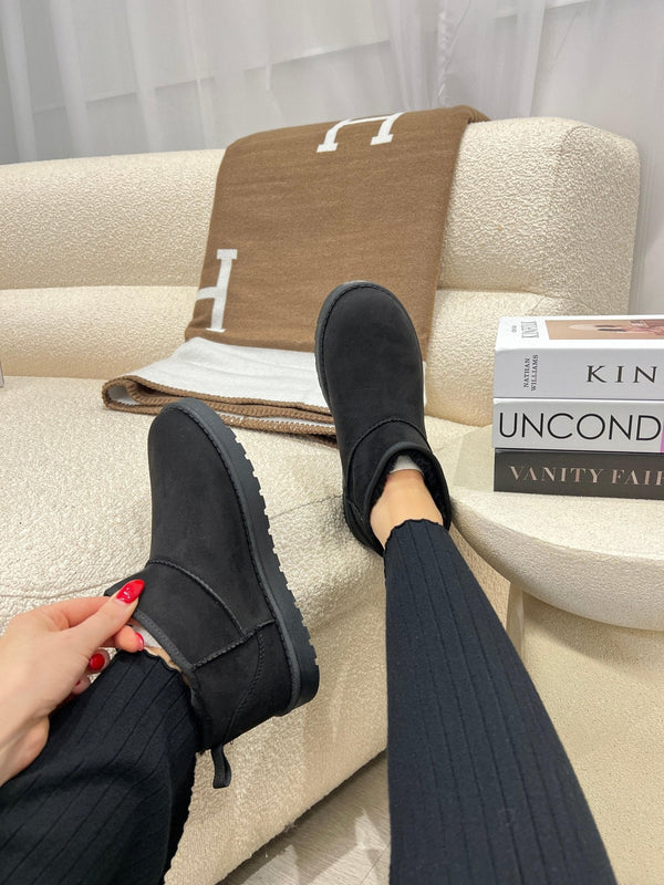 Black Mini Faux Fur Boot - H&L