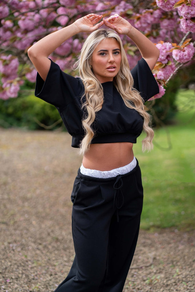 Black Round Neck Cropped Top - H&L