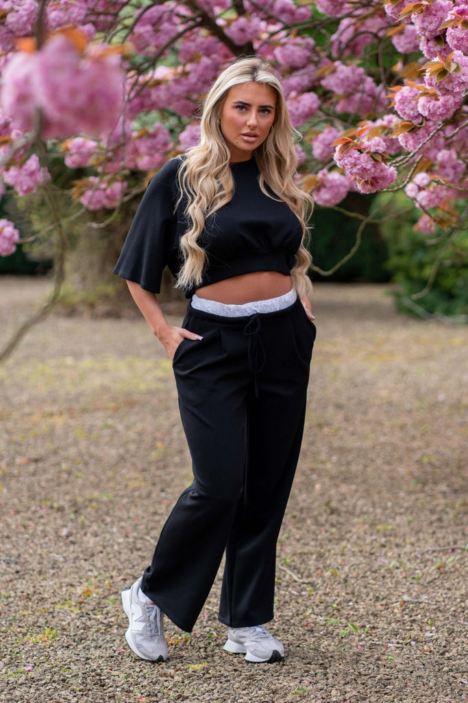 Black Round Neck Cropped Top - H&L