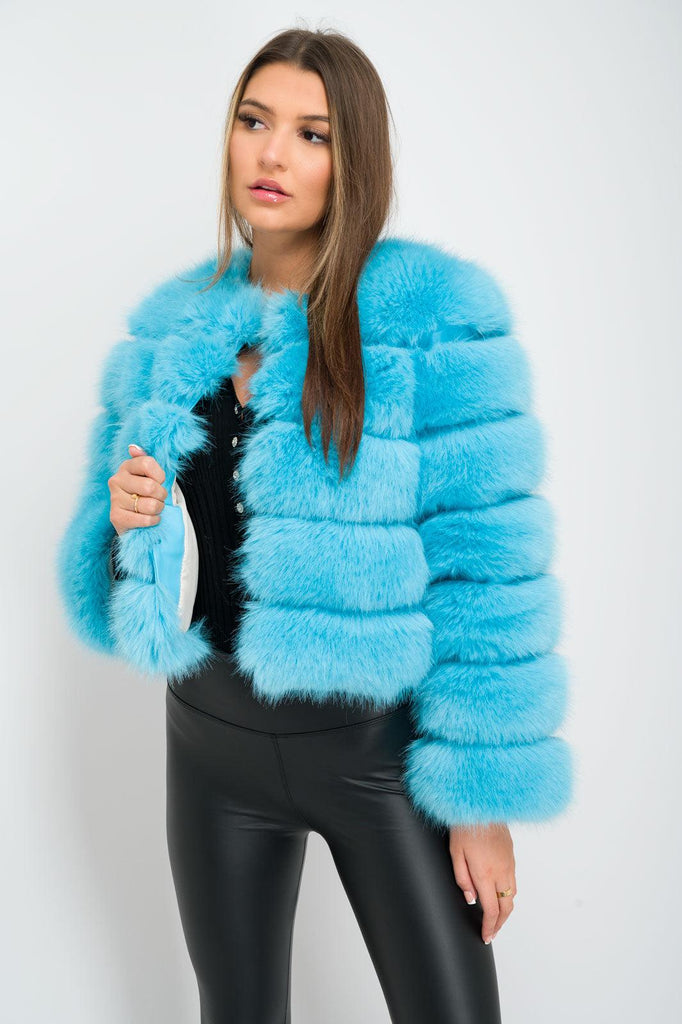 Blue Premium Faux Fur Jacket - H&L