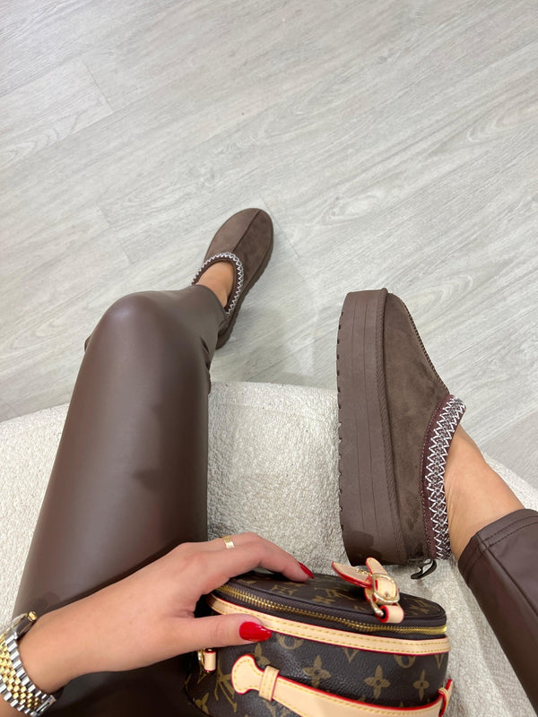 Brown Backless Platform Slipper - H&L
