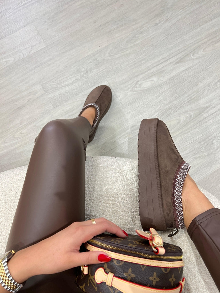 Brown Backless Platform Slipper - H&L