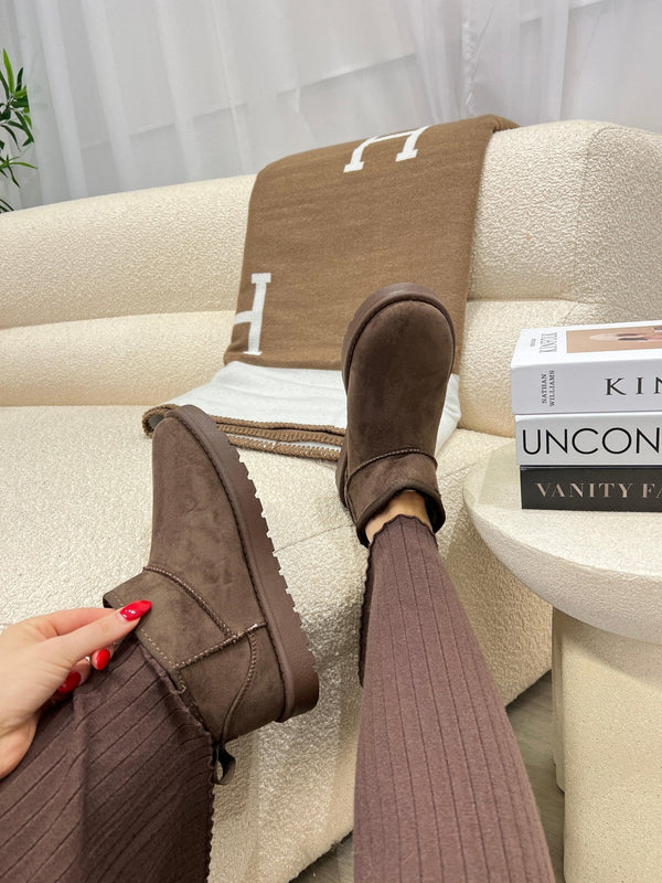 Brown Mini Faux Fur Boot - H&L