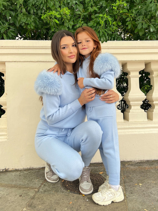 Children's Baby Blue Premium Faux Fur Jogger Tracksuit - H&L
