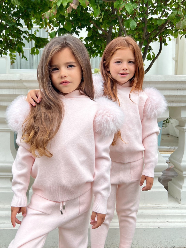 Children's Baby Pink Premium Faux Fur Jogger Tracksuit - H&L