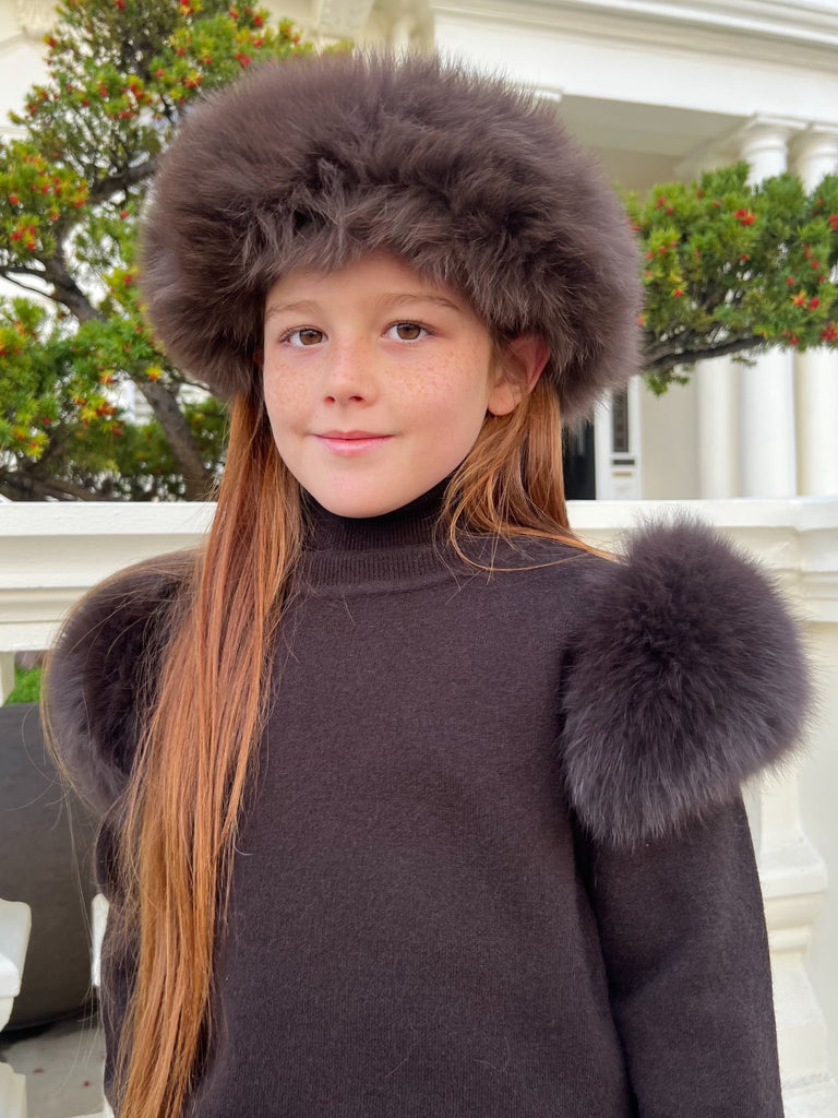 Childrens Chocolate Luxury Fur Headband - H&L