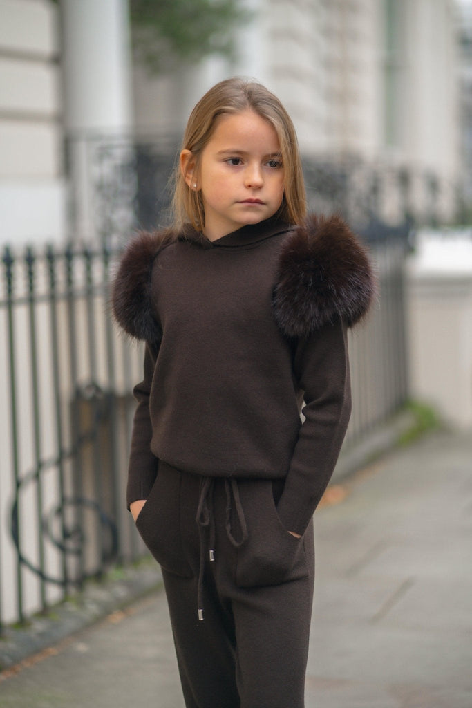 Children's Chocolate Premium Faux Fur Jogger Tracksuit - H&L