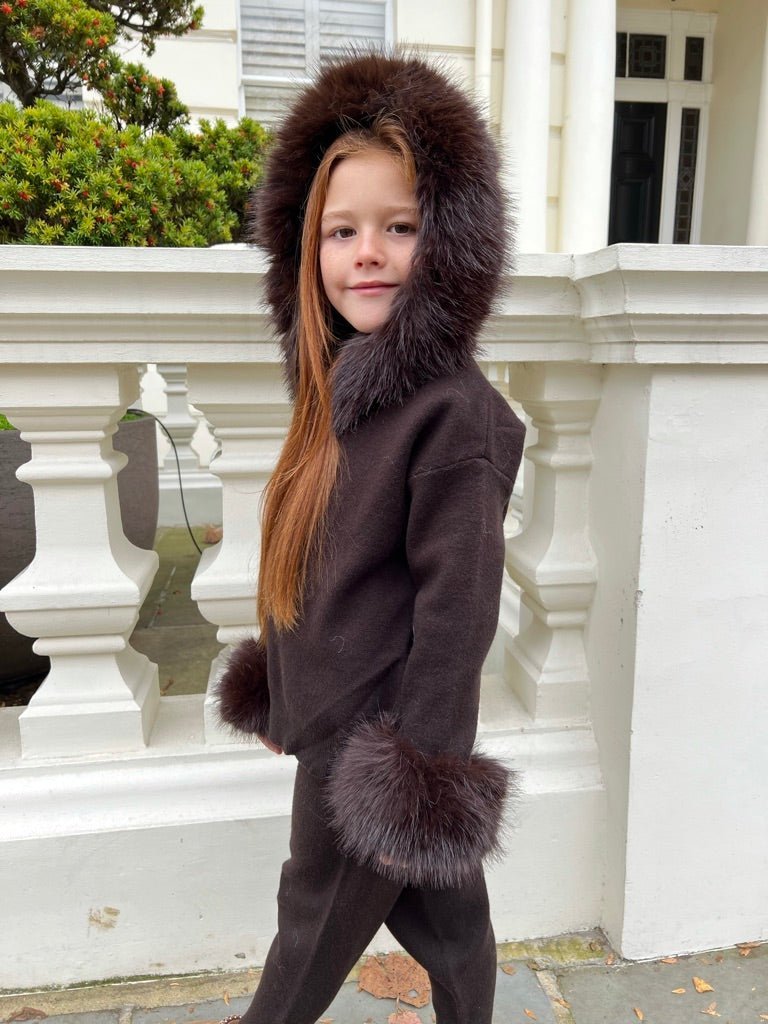 Children's Chocolate Premium Faux Fur Jogger Tracksuit - H&L