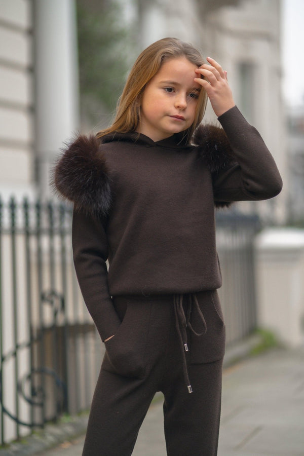 Children's Chocolate Premium Faux Fur Jogger Tracksuit - H&L