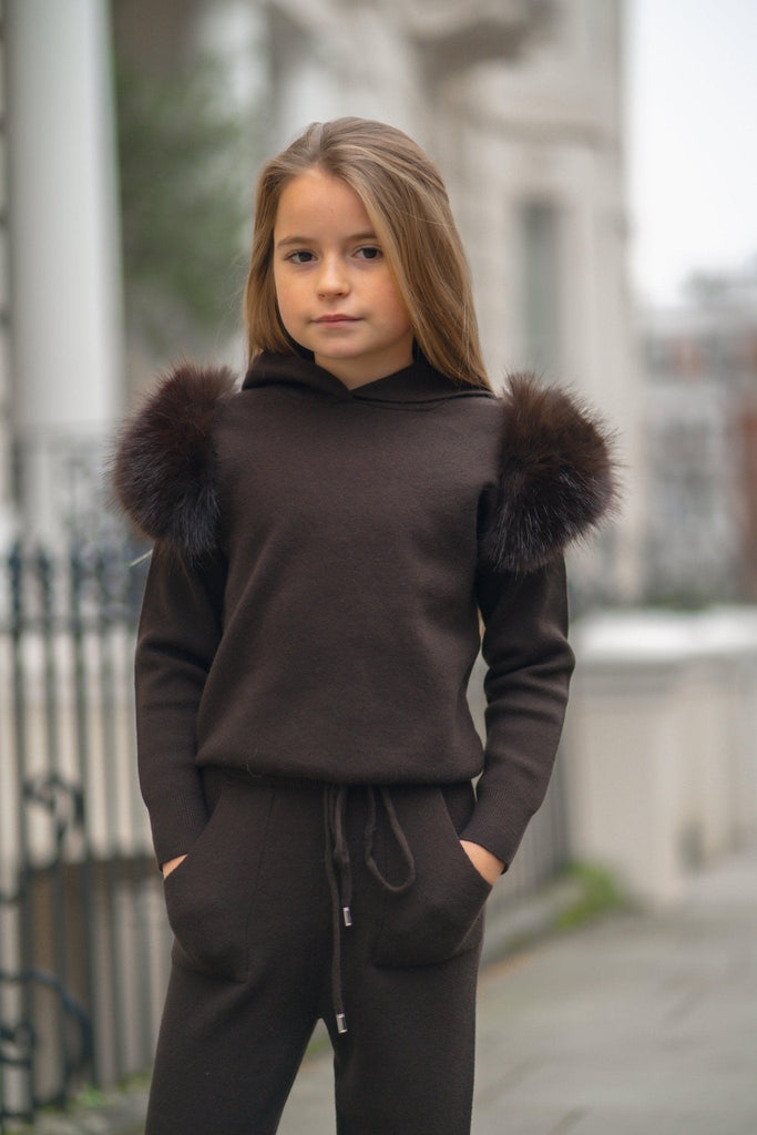 Children's Chocolate Premium Faux Fur Jogger Tracksuit - H&L