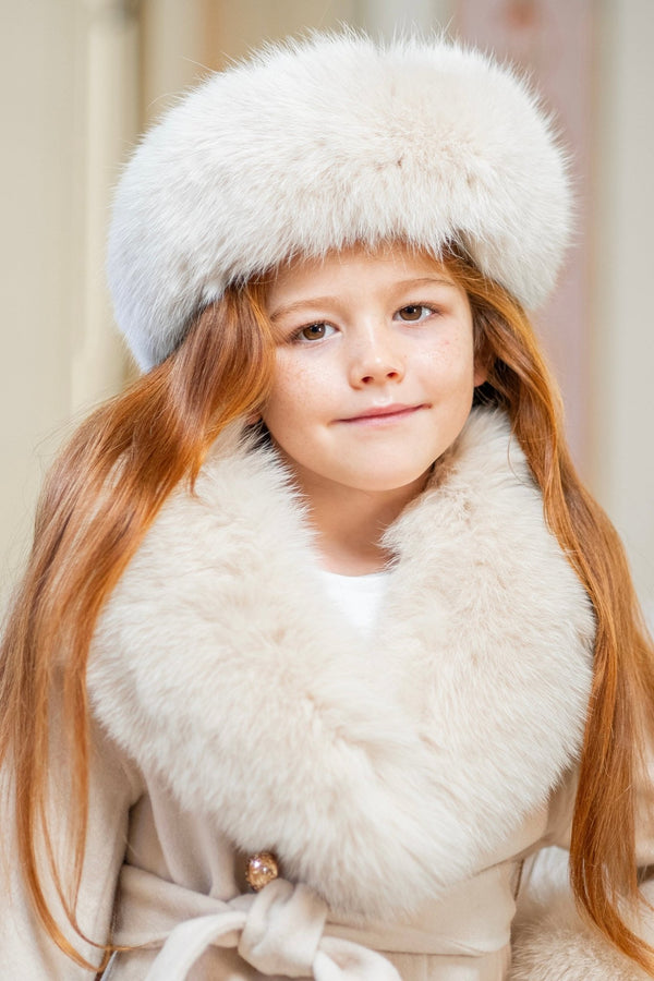 Childrens Light Beige Luxury Fur Headband - H&L