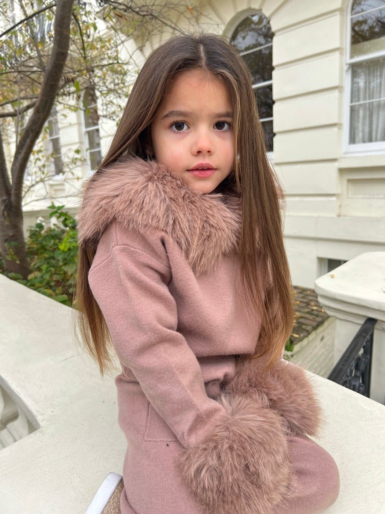 Children's Taupe Premium Faux Fur Jogger Tracksuit - H&L