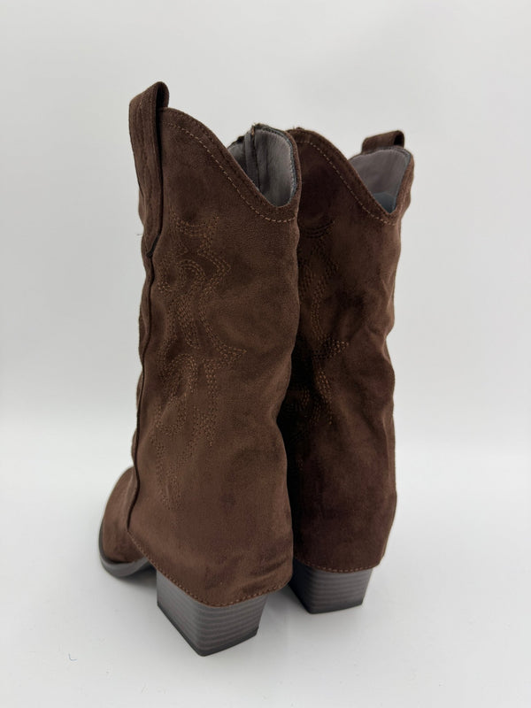 Chocolate Brown Fold Over Cowboy Boots - H&L