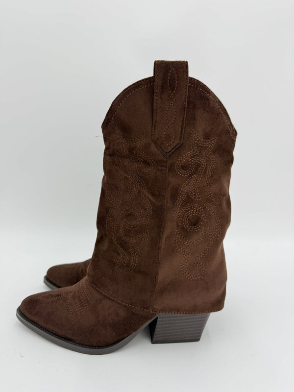 Chocolate Brown Fold Over Cowboy Boots - H&L