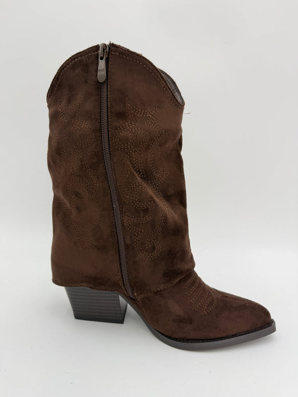 Chocolate Brown Fold Over Cowboy Boots - H&L