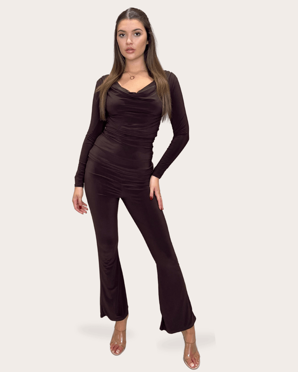 Chocolate Cowl Neck Lounge Set - H&L