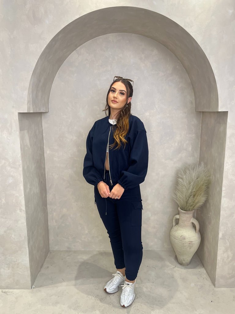 Collarless Zip Up Bomber Jacket H L