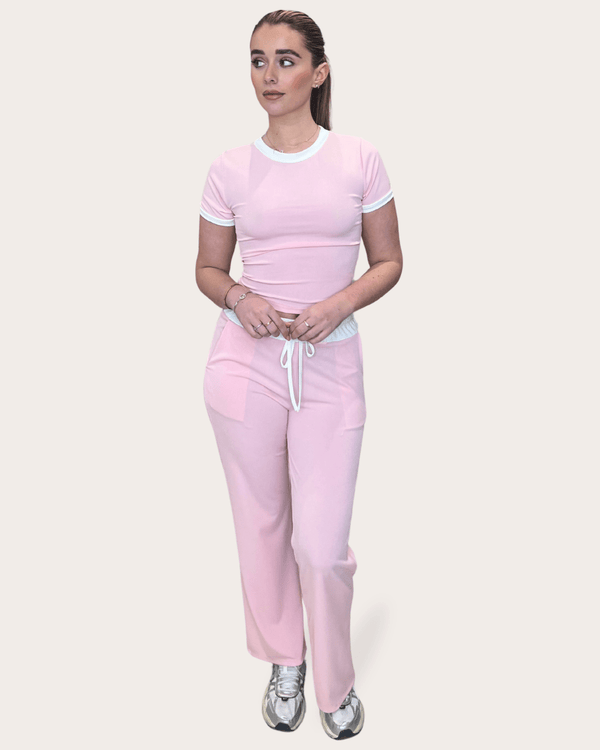 Contrast Edge Wide Leg Trouser Set - H&L