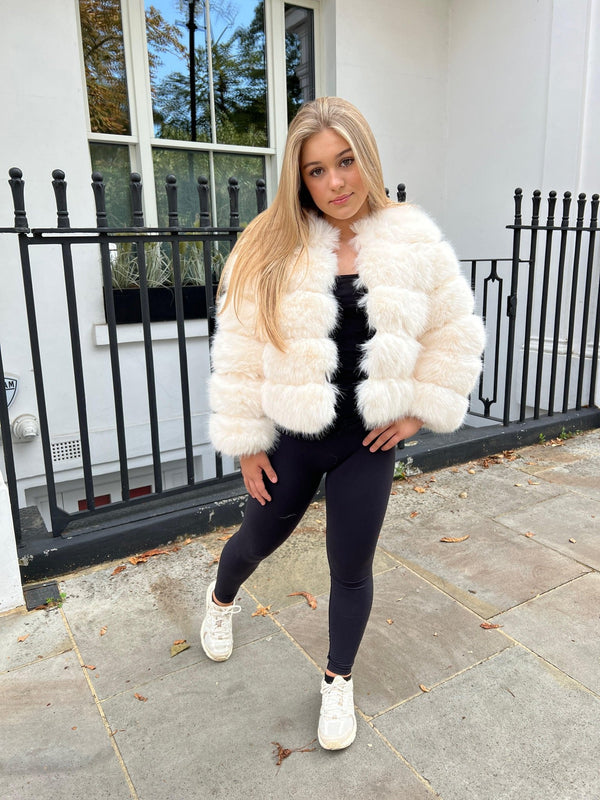 Cream Kids Faux Fur Coat - H&L 