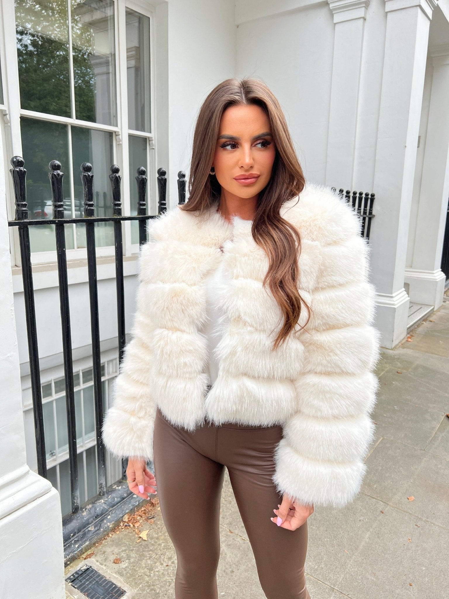 Cream Premium Faux Fur Jacket – H&L - Main Image