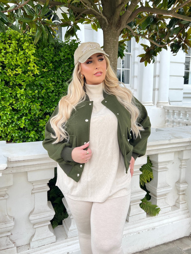 Curve Khaki Bomber Jacket - H&L