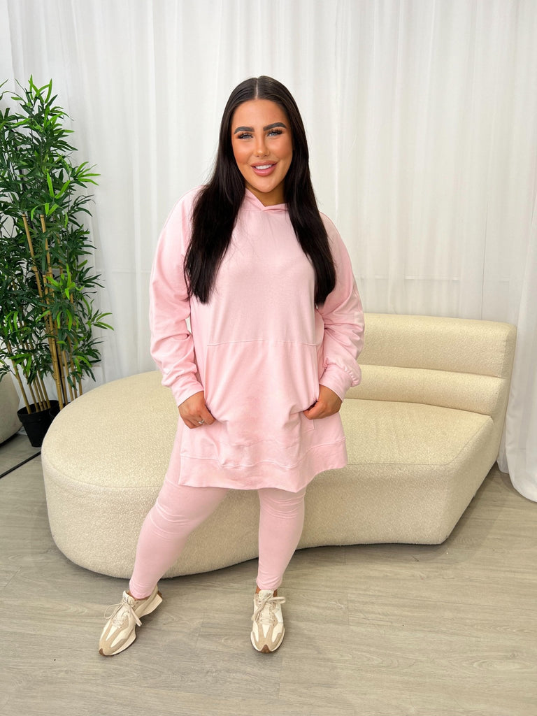Curve Pink Oversize Hoodie And Legging Set - H&L