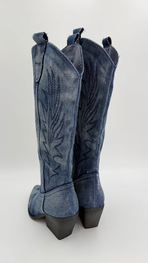 Dark Denim Cowboy Boots - H&L