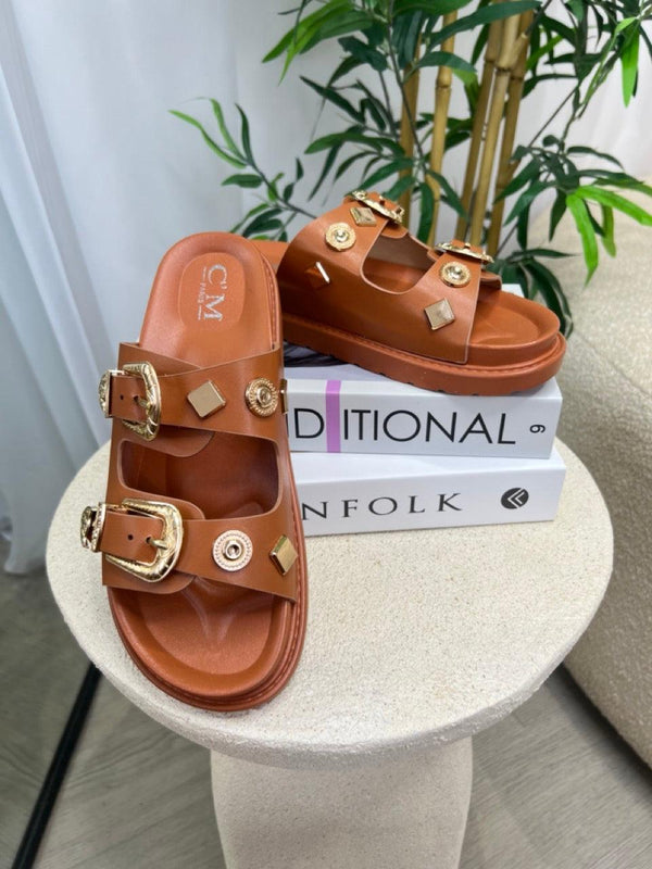 Embossed Buckle Sandal - H&L
