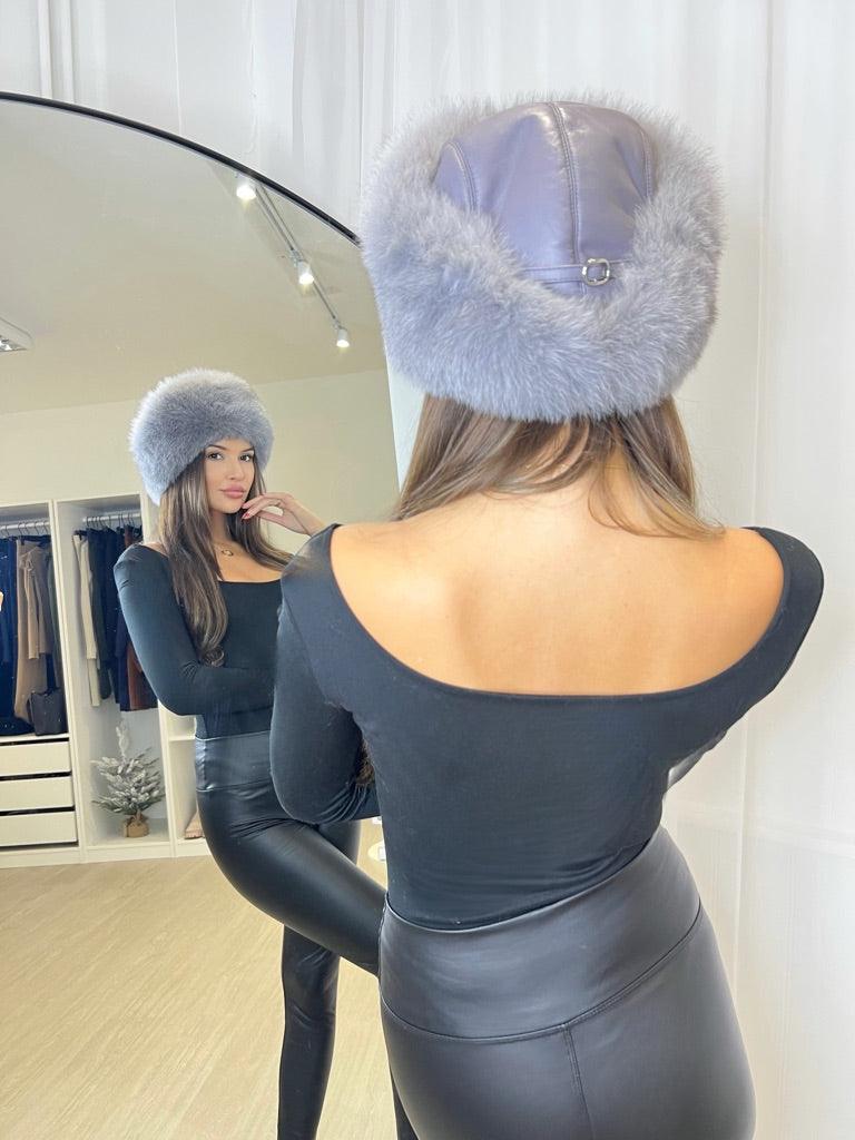 Grey Luxury Fur Hat - H&L