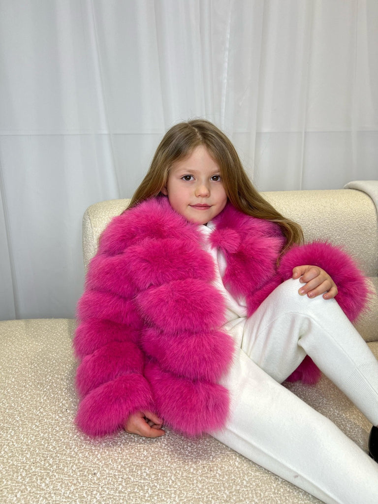 Hot Pink Kids Faux Fur Coat - H&L