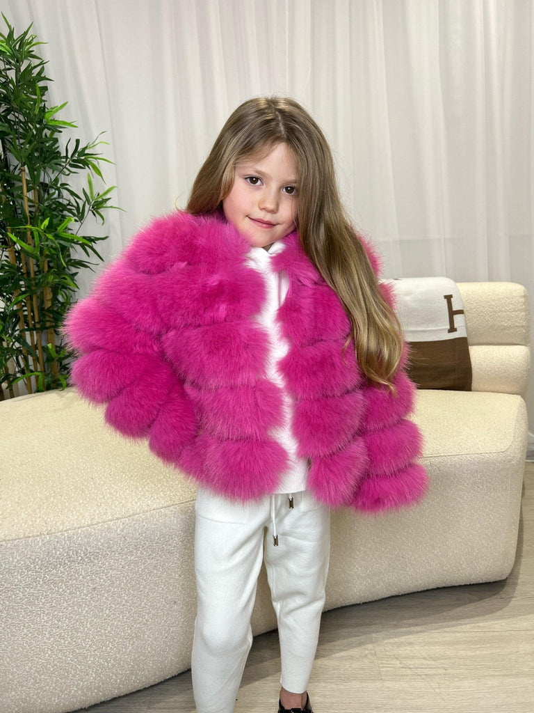 Hot Pink Kids Faux Fur Coat - H&L