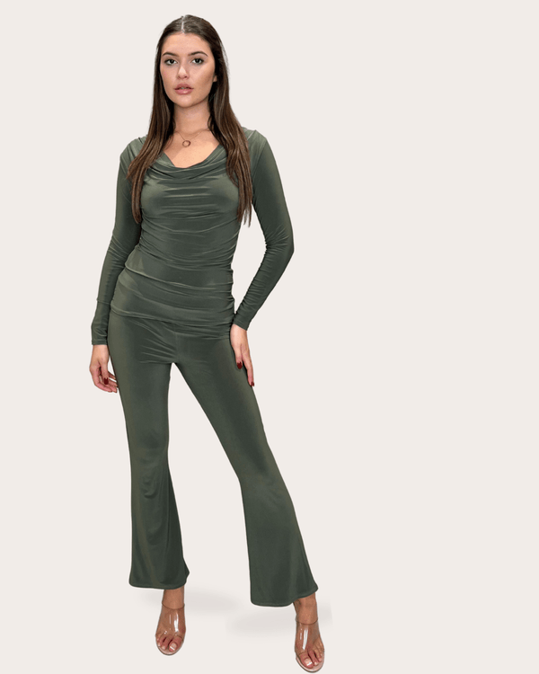 Khaki Cowl Neck Lounge Set - H&L