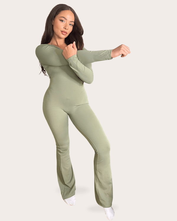 Khaki Cut Out Back Unitard - H&L