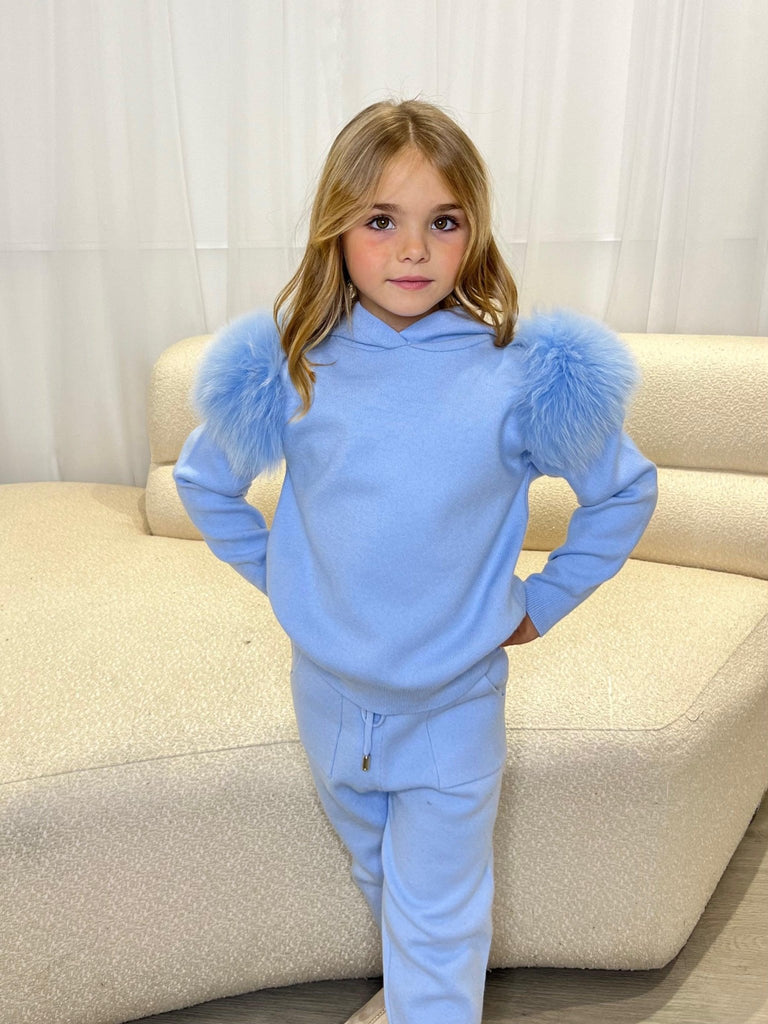 Kids Baby Blue Luxury Fur Tracksuit - H&L