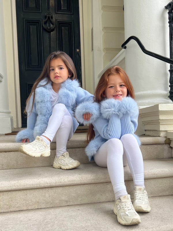 Kids Baby Blue Premium Faux Fur Cardigan - H&L